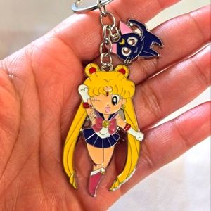 🍒🍒 Sailor Moon Keychain with Luna Charm